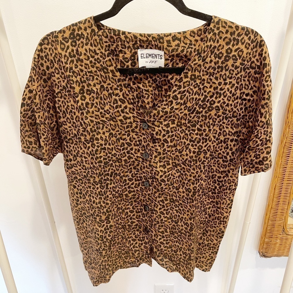 Vintage Elements Leopard Print Button Down - S